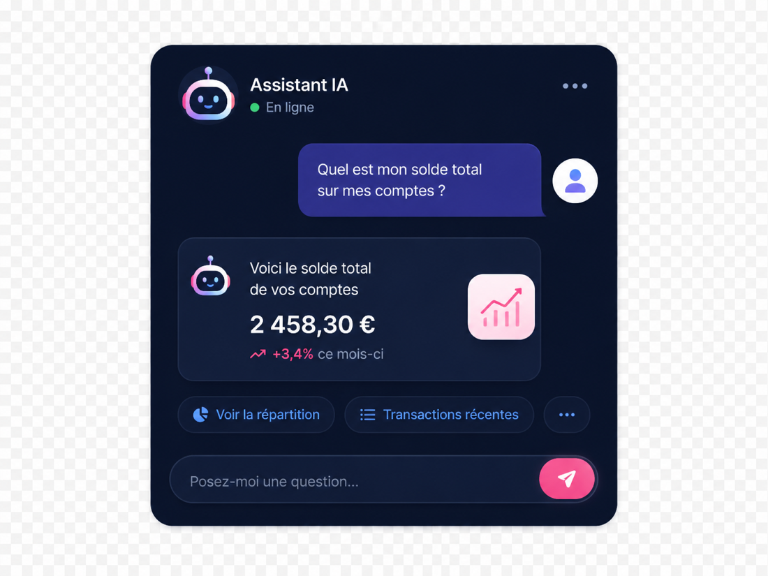 Assistant IA conversationnel GEDify répondant sur le solde des comptes